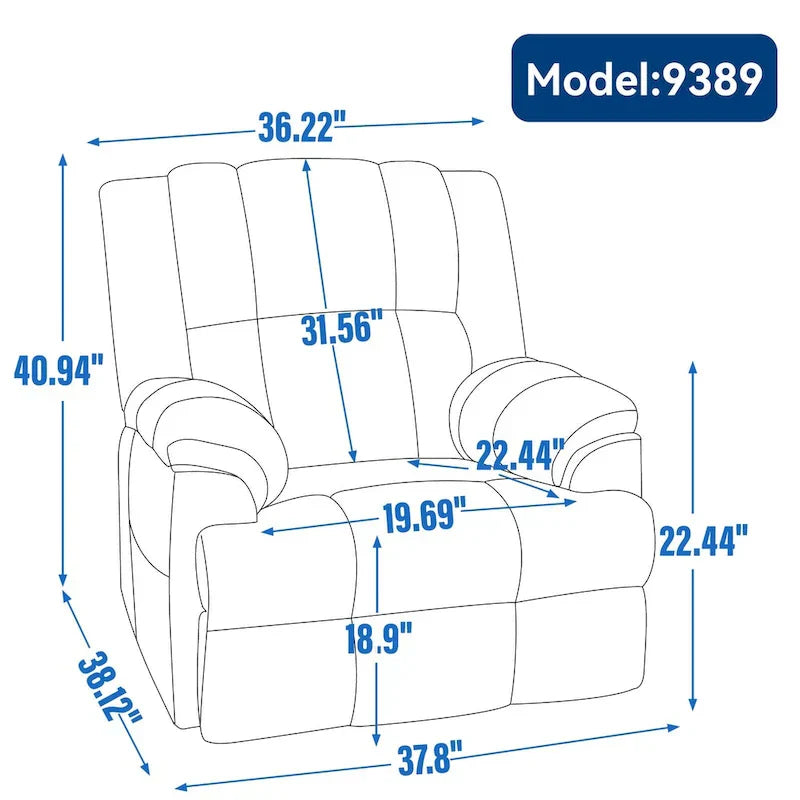 Lazy Boy Swivel Rocker Fabric Recliner Chair, Overstuffed Large Manual Recliner Glider with Pillow Top Arms and Cushion Back – Image 36