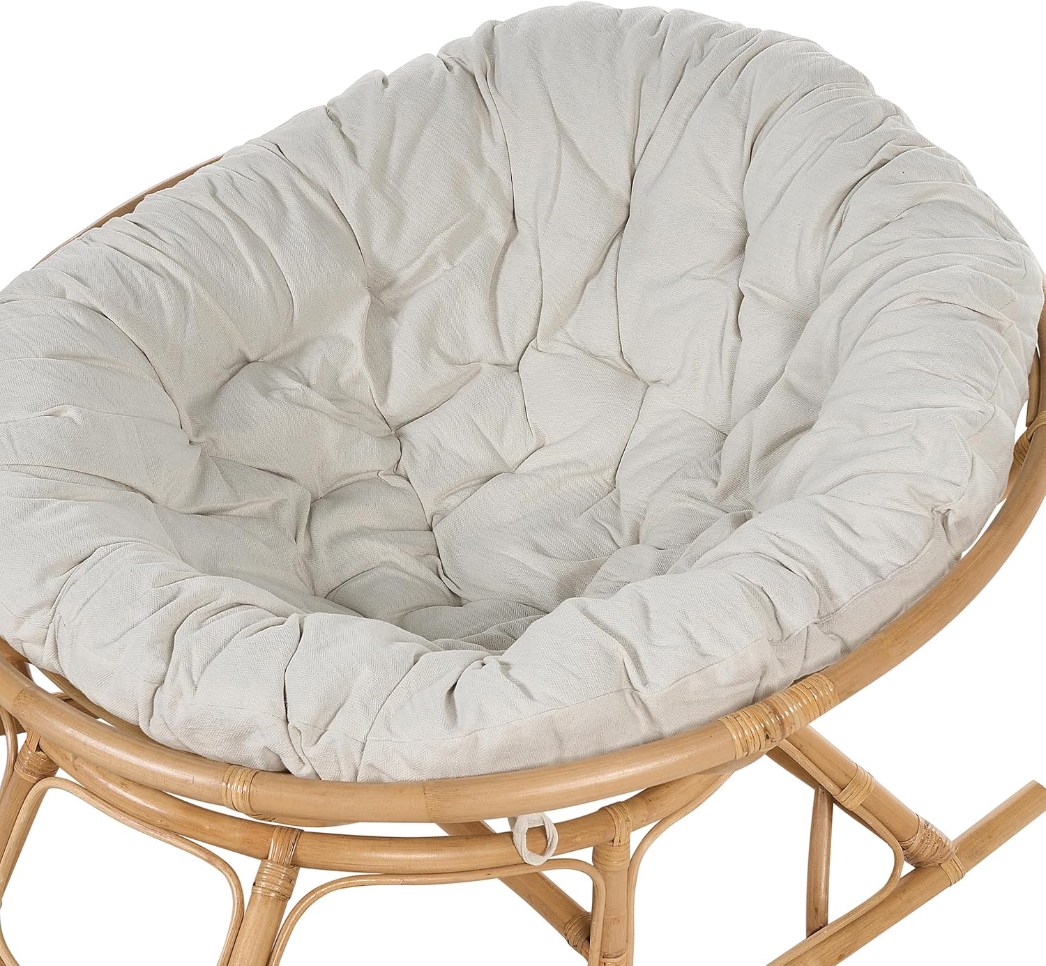 Beliani Fauteuil à Bascule Rond en Rotin Ton Naturel et Beige Clair Empilable Orvieto – Image 8