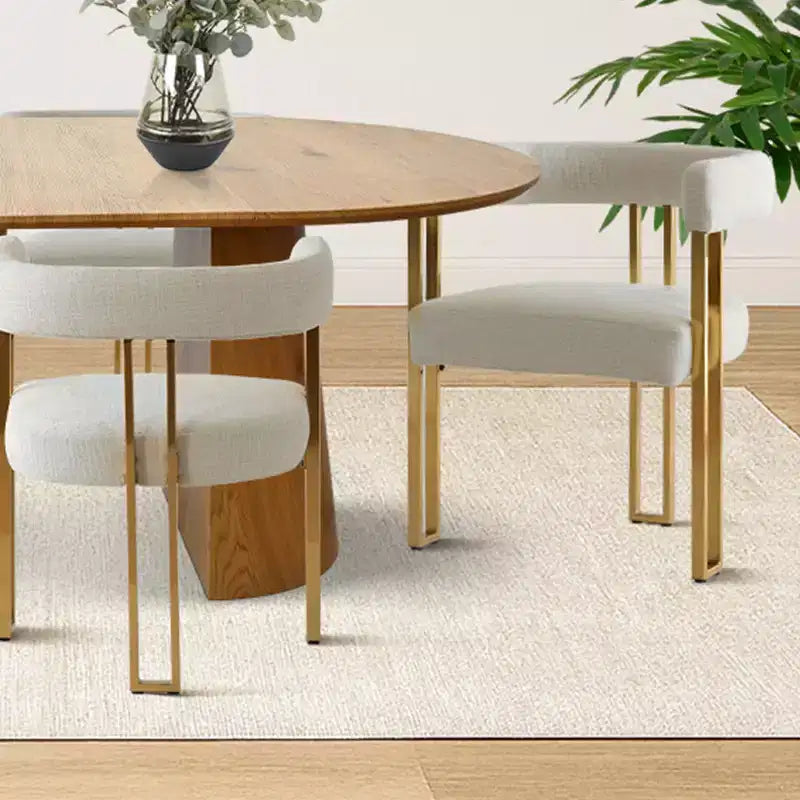3-in-1 Oval Extendable Dining Table Set with 6 Chenille Upholstered Chairs Featuring Gold Metal Legs, Versatile Dining Furniture-Panipeachy – Image 13