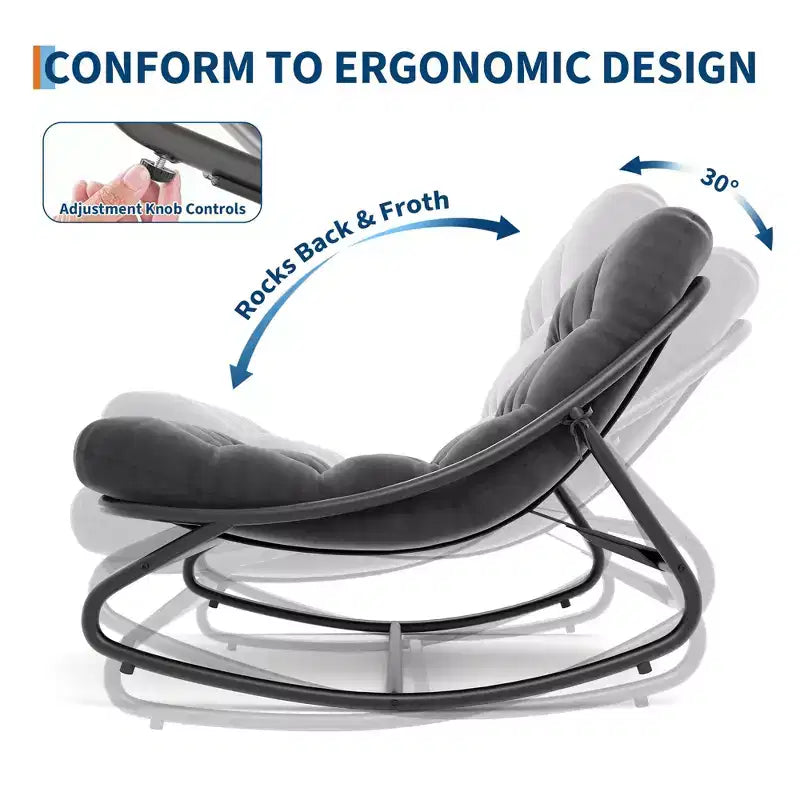 Oversized Rocking Chair, Heavy Duty Metal Frame, 400 LBS Capacity, Comfortable Lounge Rocker, for Porch, Garden, Living Room – Image 13