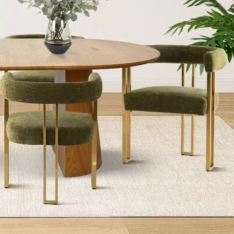 3-in-1 Oval Extendable Dining Table Set with 6 Chenille Upholstered Chairs Featuring Gold Metal Legs, Versatile Dining Furniture-Panipeachy – Image 5