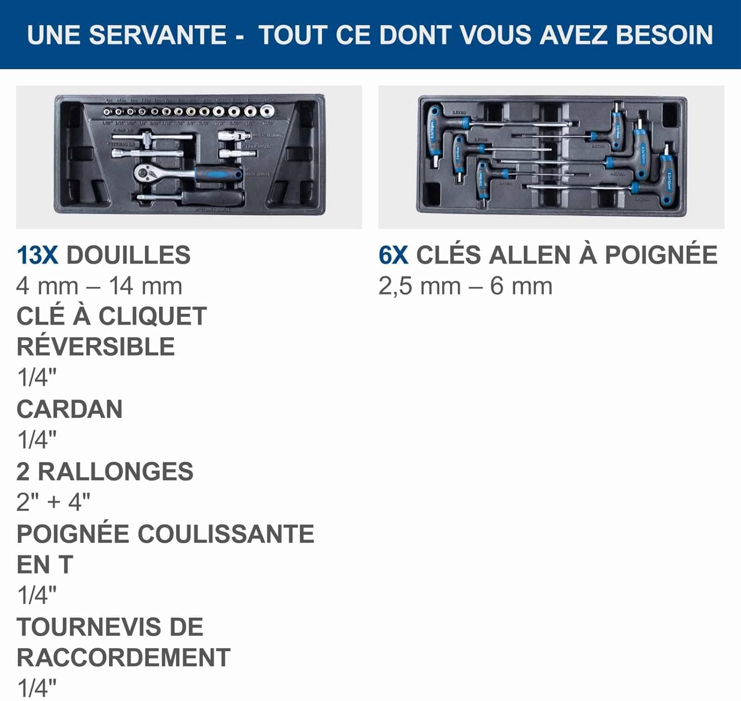 Scheppach Servante d'atelier Toute équipée TW1100-70 Outils - 4 roulettes - verrouillable et Mobile - 7 tiroirs – Image 6