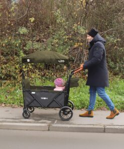 Alternative view of FableKids Chariot Leo X2Lite avec Toit 2 Places Chariot de Transport Pliable Sac arrière Harnais 5 Points Roues 360° Couverture Anti-poussière Incluse Oxford 600D Vert Safari
