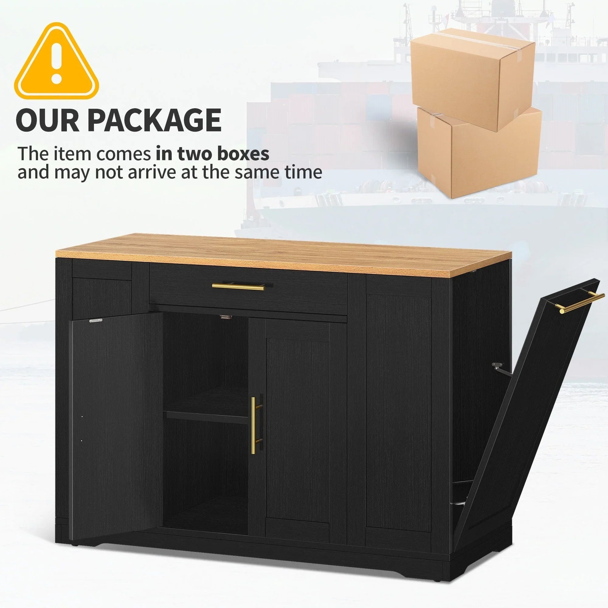 Moasis 53-inch Rolling Kitchen Island Storage Cabinet Portable Mobile Kitchen Cart – Image 25