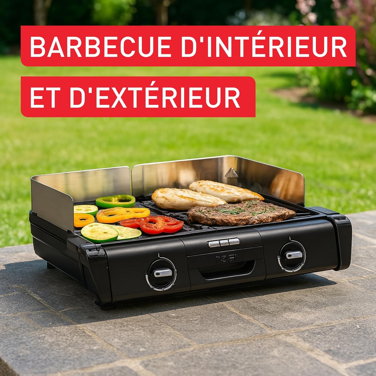 Tefal Barbecue électrique XL Family Grill 2400W avec 2 thermostats réglables, Usage extérieur et intérieur, 2 surfaces de cuisson compatibles lave vaiselle TG800N10 – Image 5