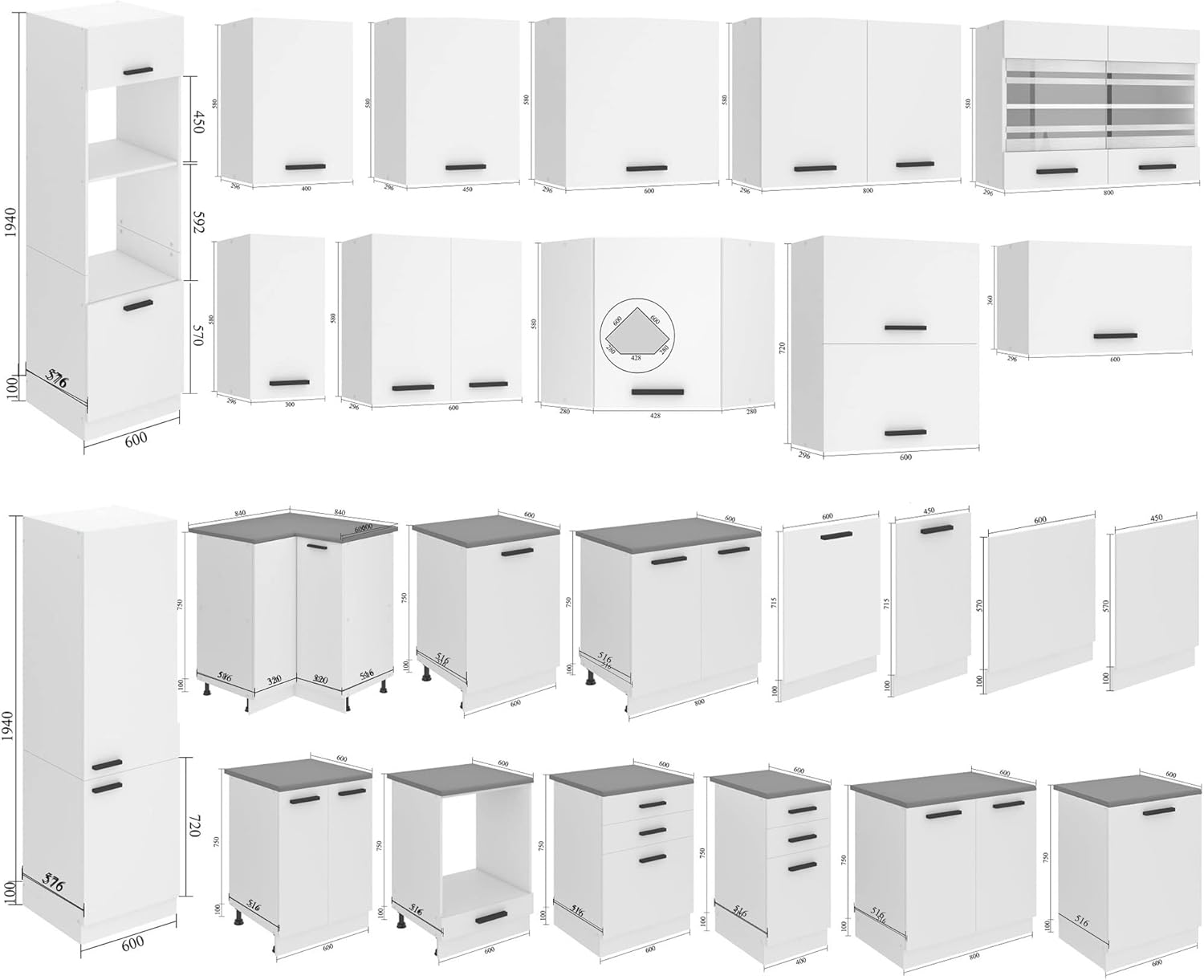Belini Cuisine Complete Susan - Muebles de Cuisine Blanc Mat, 240 cm – Image 6