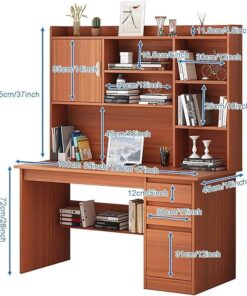 Alternative view of Bureau d'ordinateur Portable avec étagère，Grand Bureau d'écriture pour Bureau à Domicile Poste de Travail Avec Armoire Table D'étude Moderne avec étagère De Rangement po(Size:120x45x165cm,Color:Blanc)