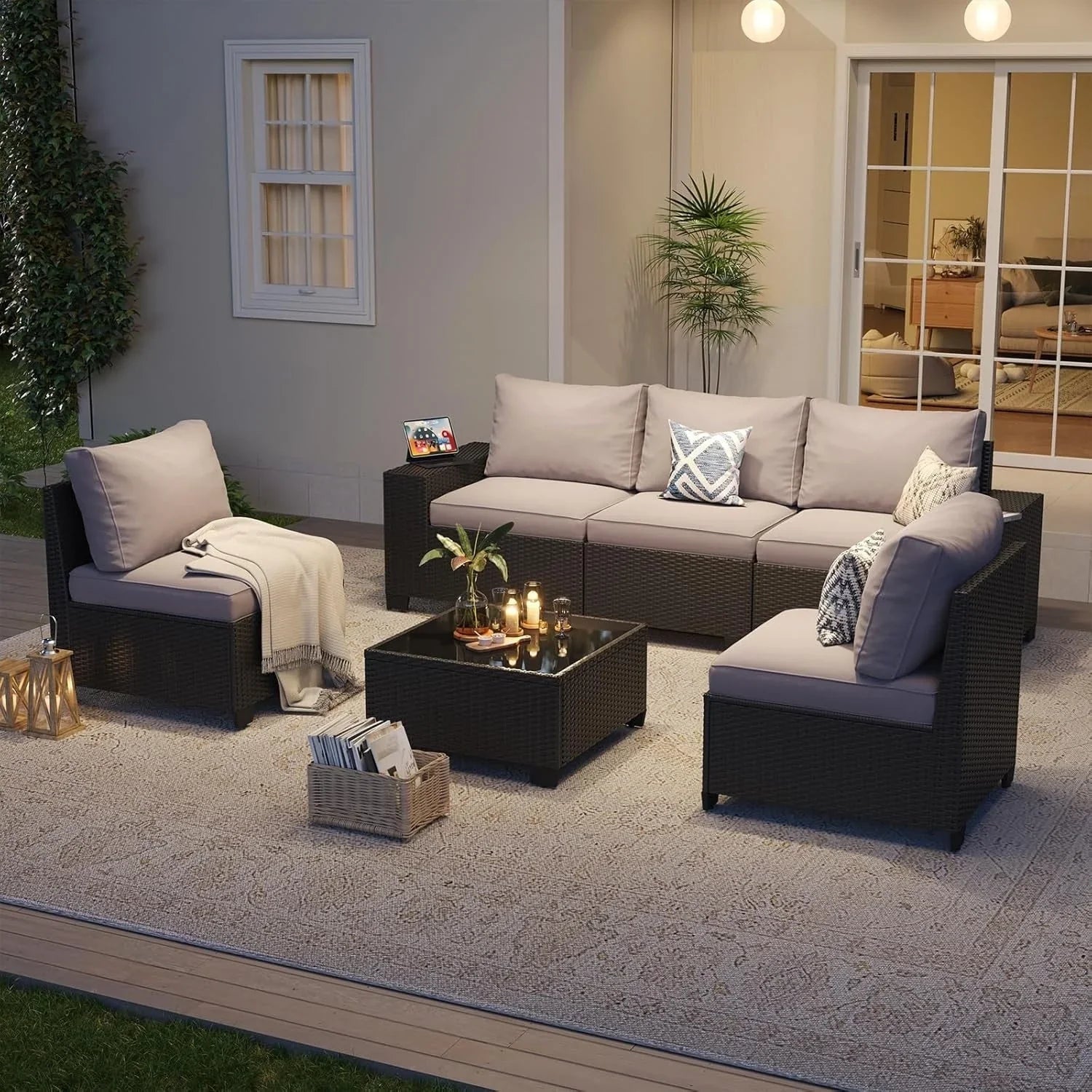 Outdoor Patio Furniture Sets with 4in Thicken Cushion – Image 47
