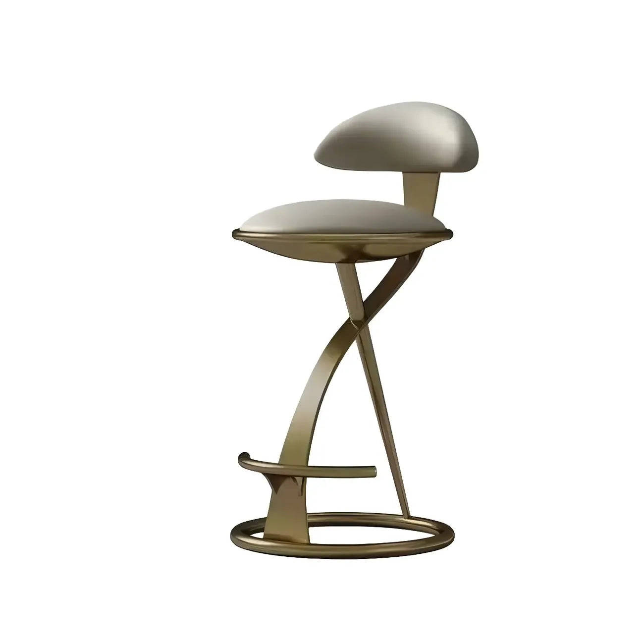 Luxury Gold Metal Frame Sleek Beige Leather Bar Stool – Image 8