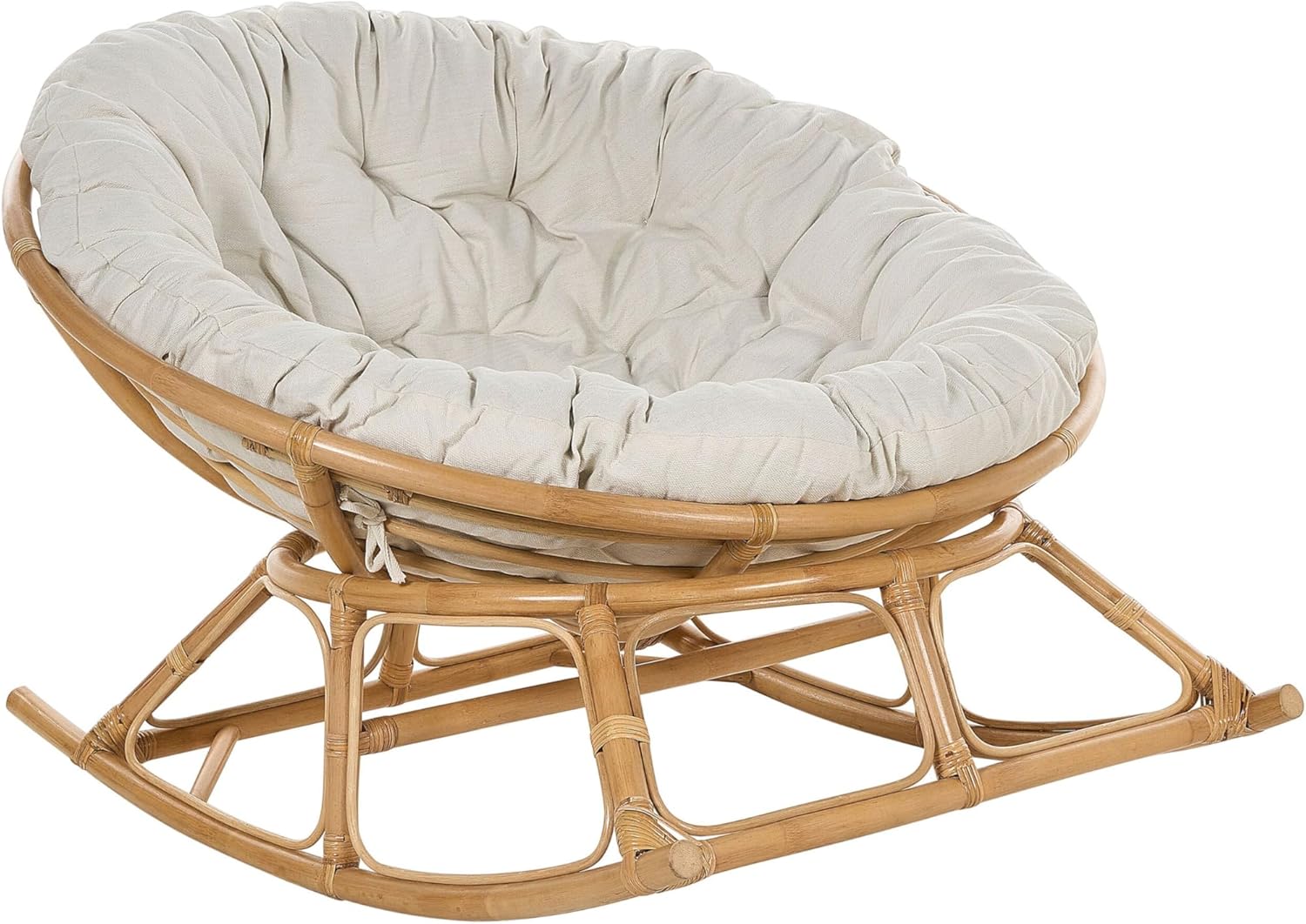 Beliani Fauteuil à Bascule Rond en Rotin Ton Naturel et Beige Clair Empilable Orvieto