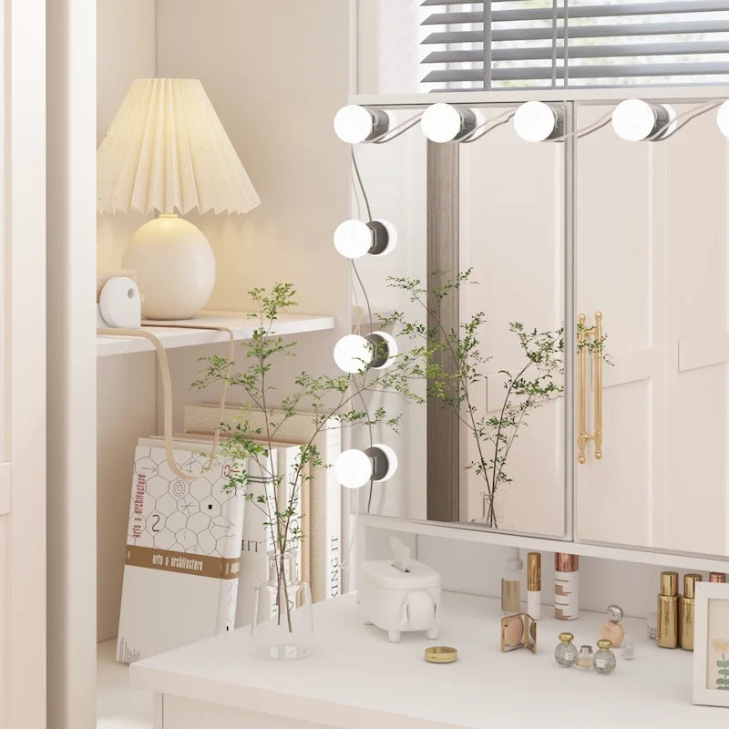 Luxurious LED Makeup Vanity with 9 Drawers Elegant Makeup Station – Image 7