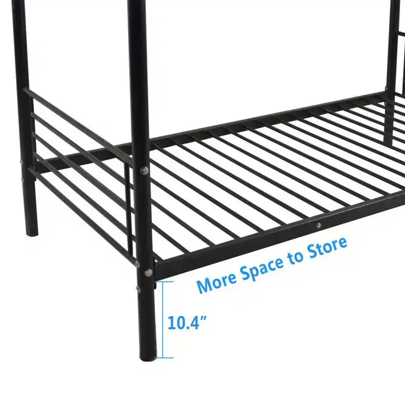 Karl Home Twin Over Twin Steel Bunk Bed Frame Ladder Bedroom Dorm Room for Kids Adult Children – Image 41