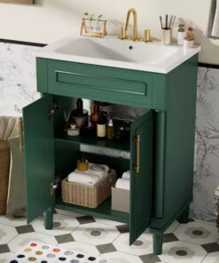 Alternative view of 24 Bathroom Vanity with Ceramic Sink, Shaker Cabinet, 2 Soft-Close Doors, Solid Wood Frame for Small Bathroom or Powder Room
