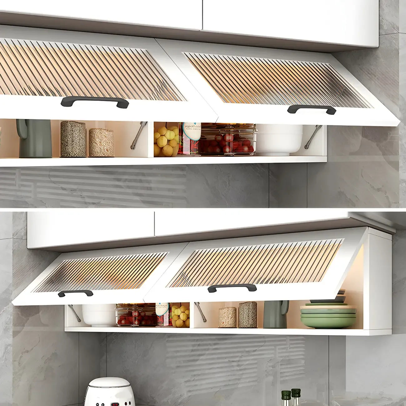 Kitchen White Wood Wall-Mounted Storage China Cabinets – Image 21