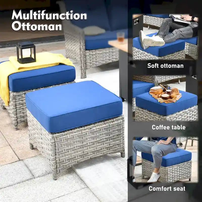 XIZZI 9-piece Outdoor Patio Furniture Conversation Set with Swivel Chair – Image 33