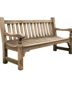Banc de jardin en bois avec dossier et accoudoirs 150x62x88 cm - bois naturel - style extérieur traditionnel