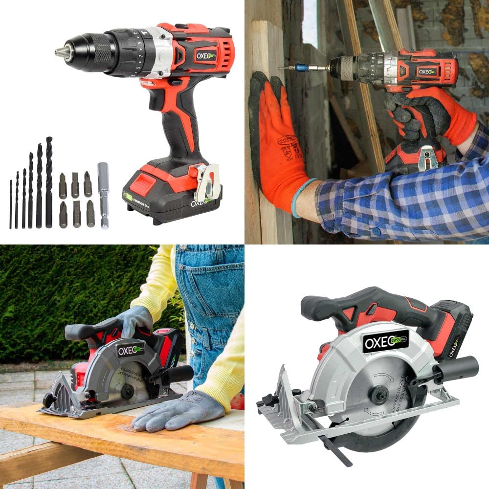 Pack complet Bricolage Easy Full : Perceuse/Perfo/Meuleuse/Scie sauteuse/circulaire/sabre/ponceuse/batteries 4Ah/2Ah – Image 3