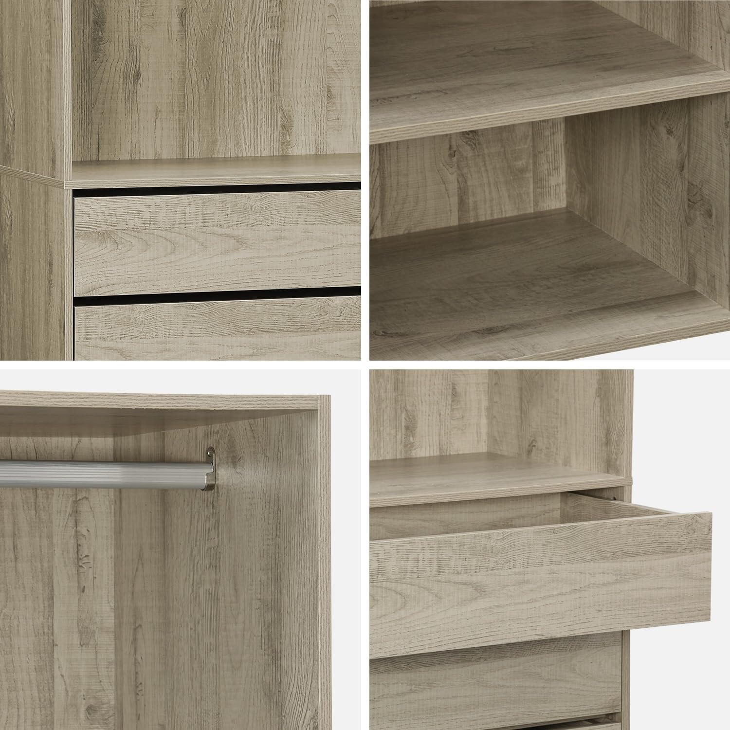 sweeek - Kit Dressing modulable 3 éléments MODULO. Naturel. 200 x 45 x 180 cm – Image 7