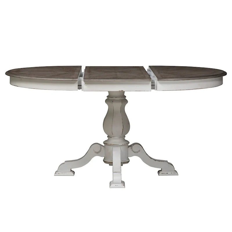 Magnolia Manor Round Pedestal Dining Table with Expandable Leaves - 2 Finishes – Image 8
