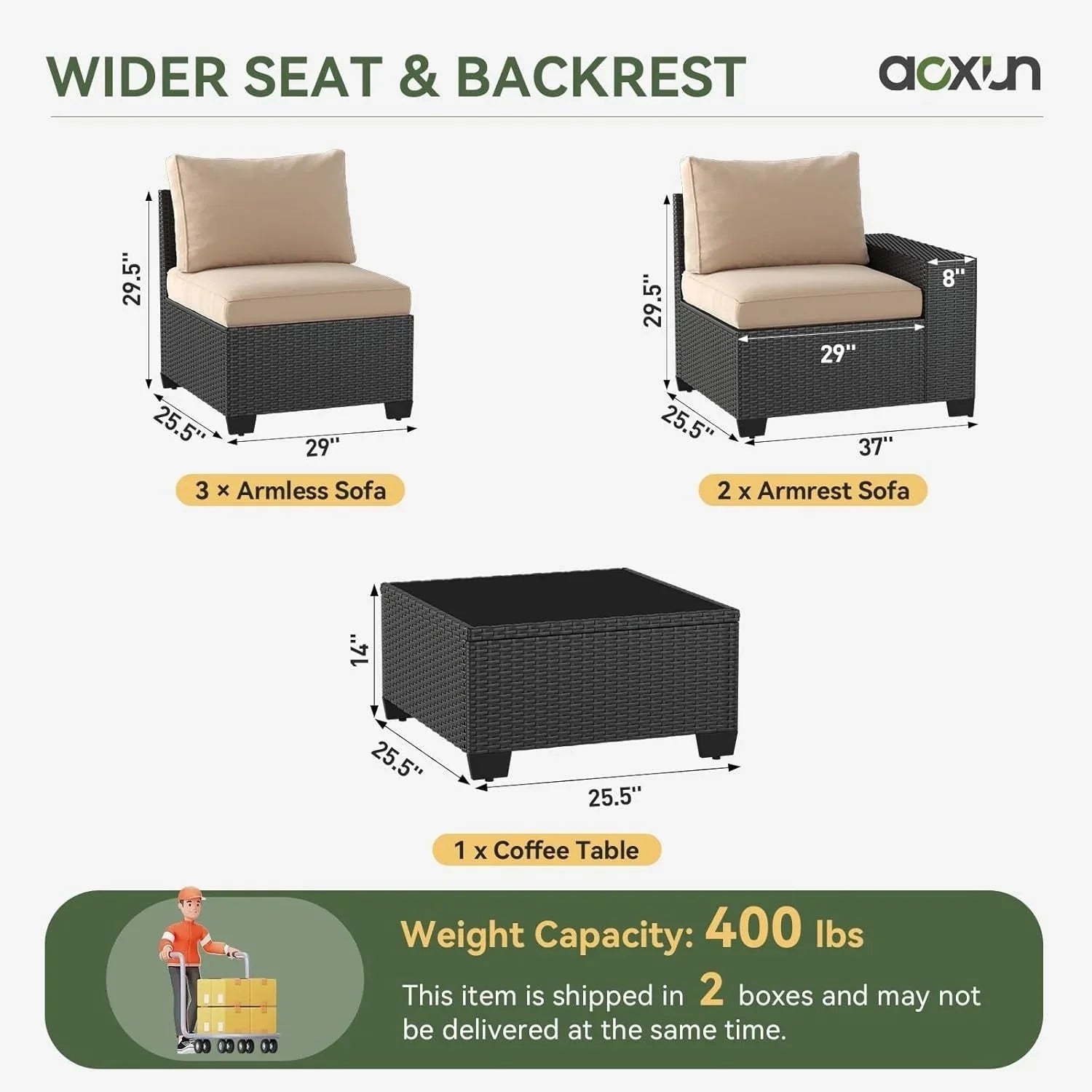 Outdoor Patio Furniture Sets with 4in Thicken Cushion – Image 33