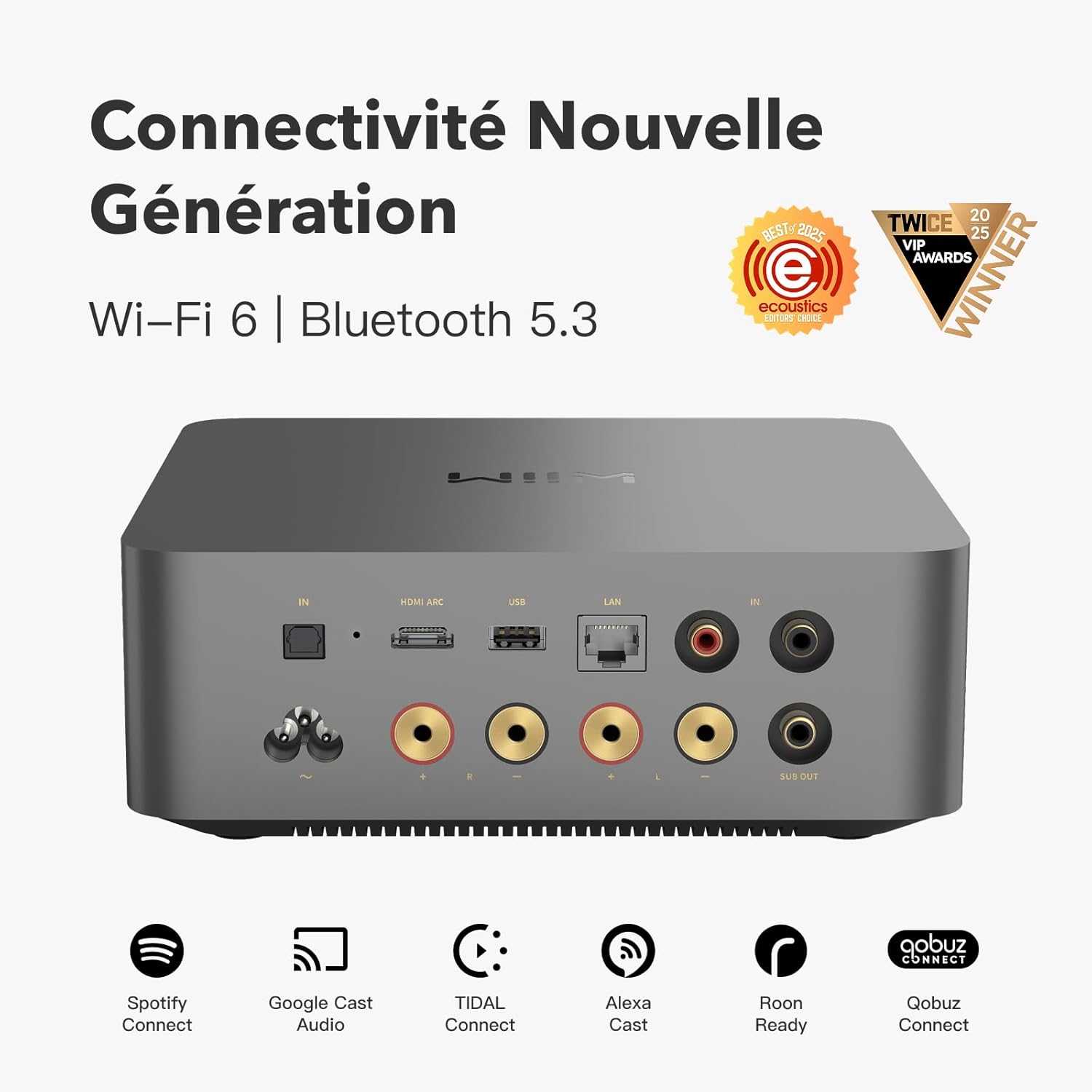 WiiM Amp Ultra avec Voice Remote2 | Amplificateur de Streaming 100W avec DAC ESS ES9039Q2M Dual Amplis TI TPA3255 |Égaliseur RoomFit Intégré&Écran Tactile| Entrées HDMI ARC, Optique, RCA| Gris Spatial – Image 2