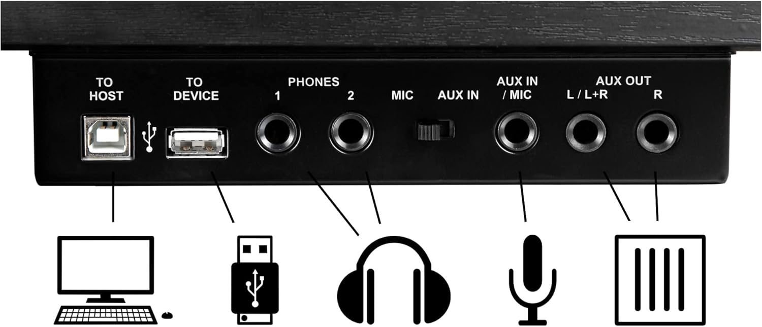 Classic Cantabile UP-1 SM Piano Droit Numérique - 88 Touches Clavier électronique à marteaux - Synthetiseur avec USB, MIDI, 40 voix, 256 polyphonie - Set avec Banc et Casque - Noir Mat – Image 8