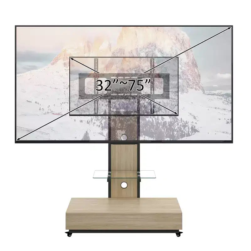 TV Stand for 32-75 TVs, Adjustable Height Mobile TV Cart with Drawer and Wheels for Living Room, Bedroom, Offices -ModernLuxe – Image 22
