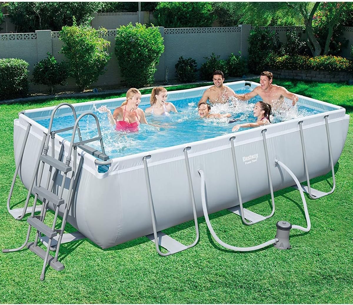 Bestway Power Steel Rectangular Pools, Grey – Image 2