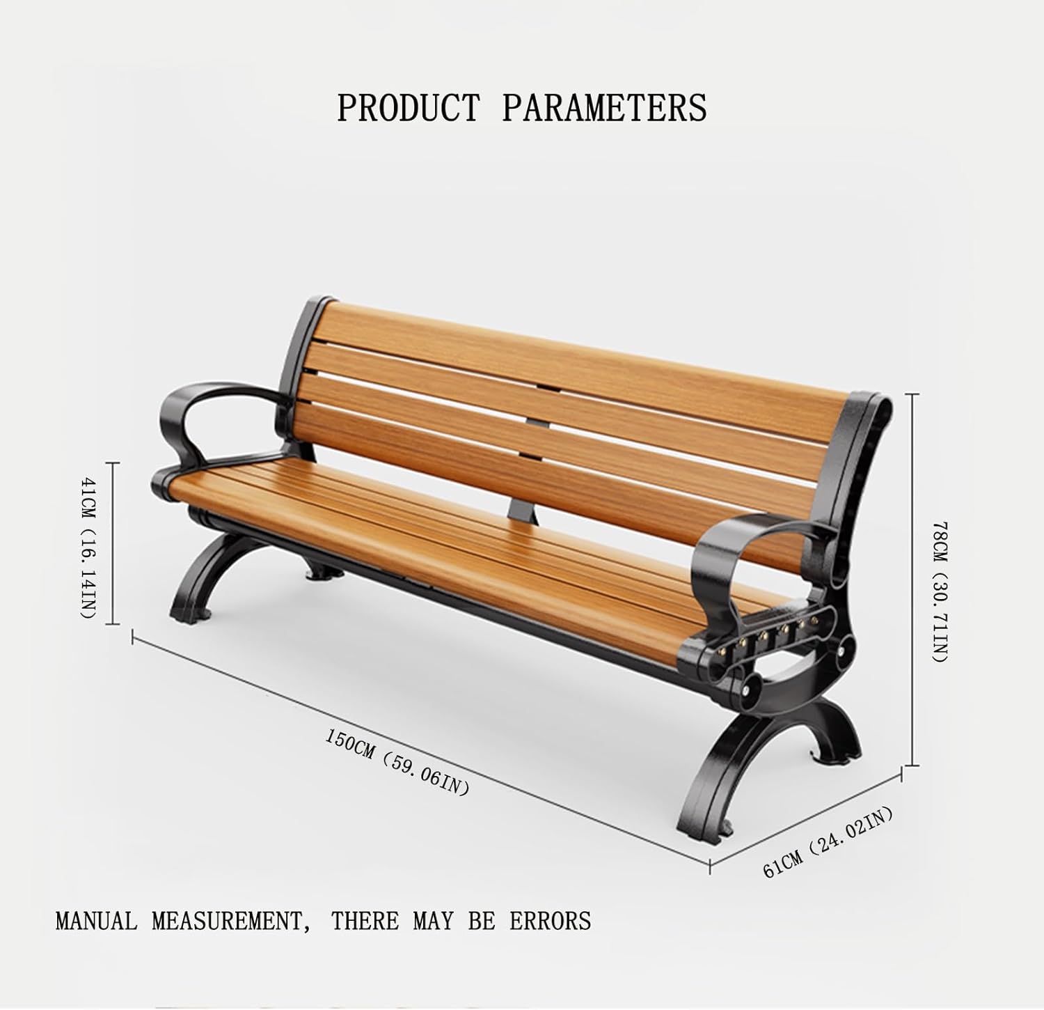 HZEPDVT Banc de Jardin en Aluminium for Trois Personnes avec Dossier et accoudoirs, résistant aux intempéries et à la Rouille, Banc de terrasse à Lattes métalliques – Image 3