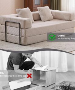 Alternative view of Convertible Floor Sofa Bed with Pillow Back Chenille Fabric for Living Room Bedroom