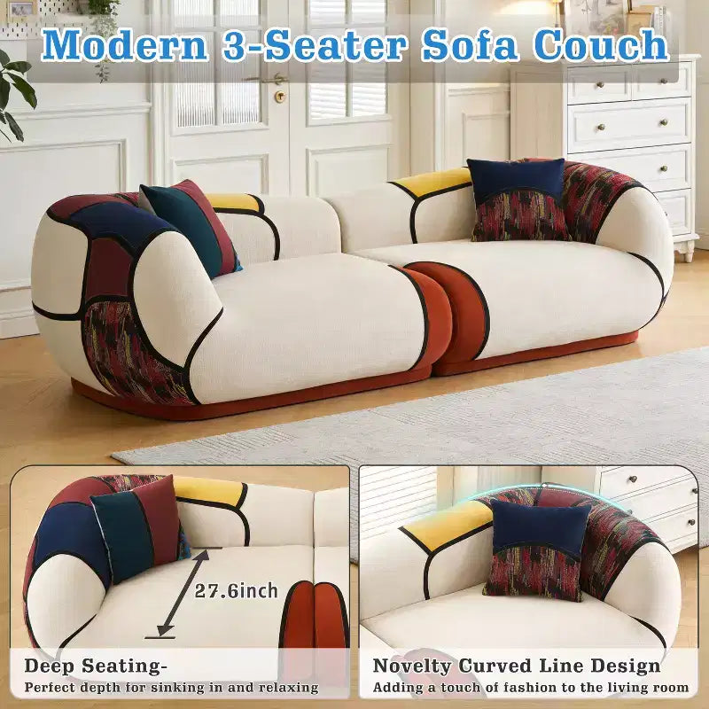 Dyonery 104-inch ultra-large modern curved sofa, sectional floor lounge sofa, equipped with cushions, no assembly required – Image 4