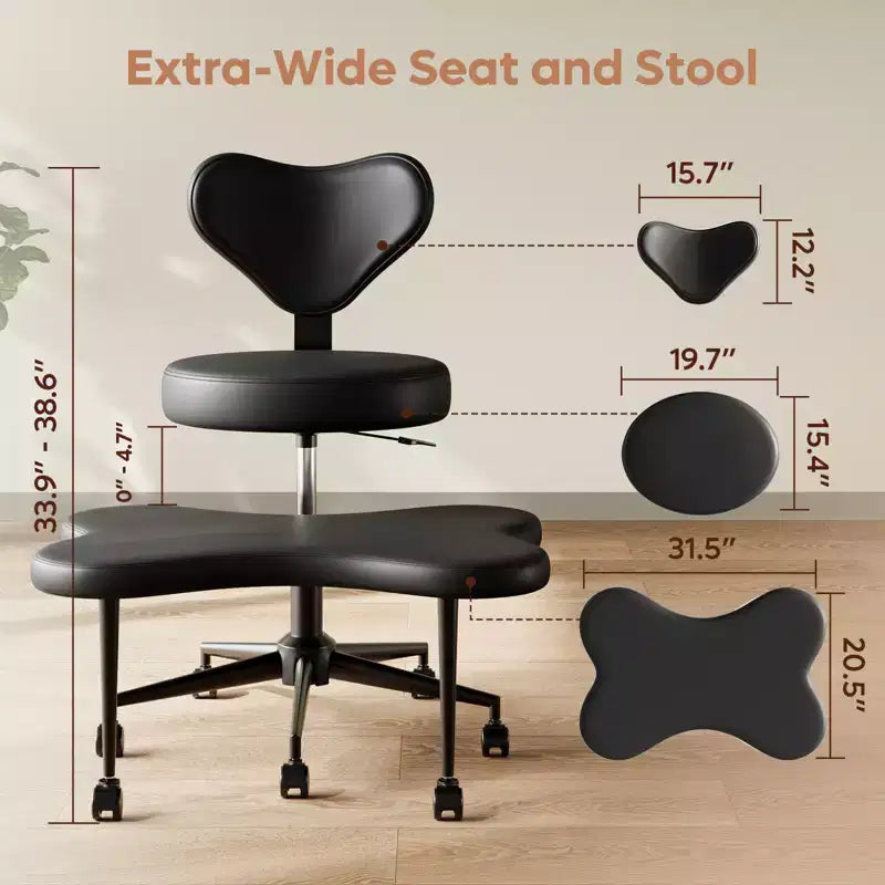 Pinmoco Ergonomic Criss Cross Office Chair, Height Adjustable Meditation Chair, 360 Swivel, Lumbar Support, Task and Office Chair, ADHD Chair – Image 10