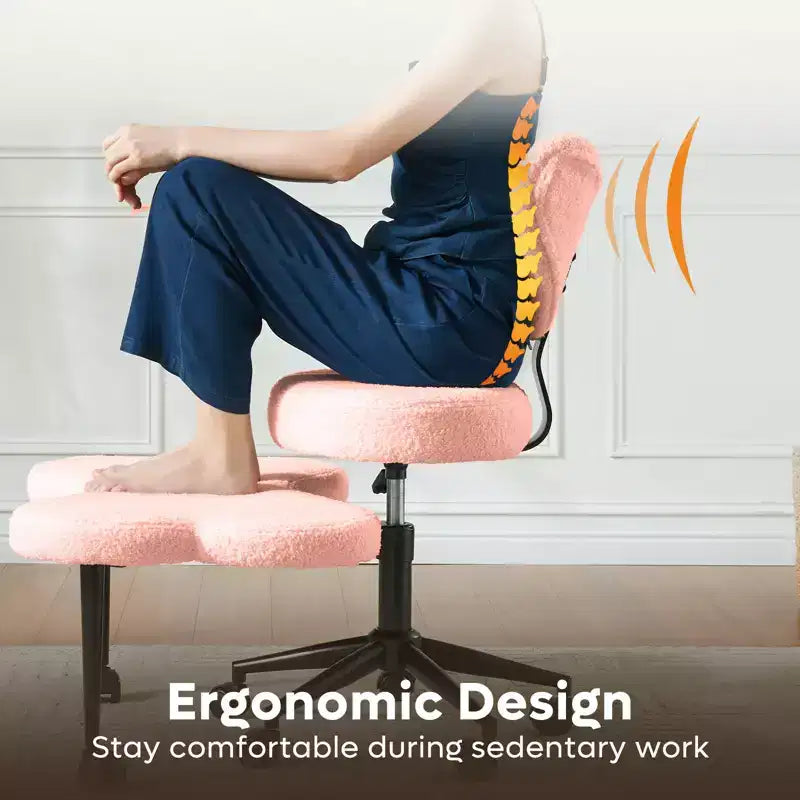 Pinmoco Ergonomic Criss Cross Office Chair, Height Adjustable Meditation Chair, 360 Swivel, Lumbar Support, Task and Office Chair, ADHD Chair – Image 21