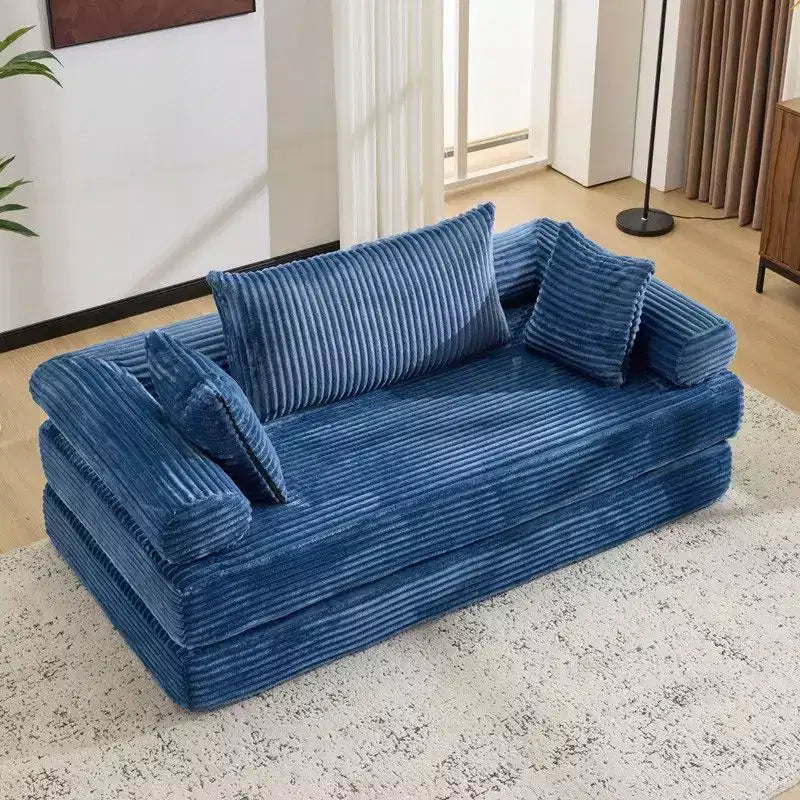 Dark Gray / Gray / Green / Sea Blue Corduroy Convertible Sleeper Sofa Bed, 2-Seater – Image 22
