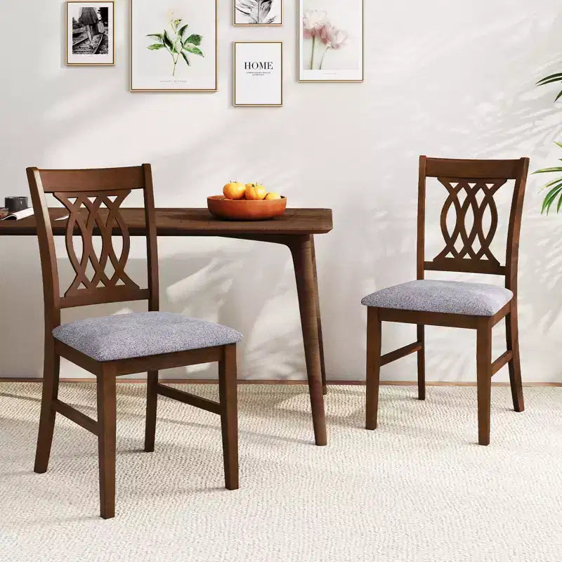 Costway Dining Chairs Set of 4 w/Padded Seat Hollowed Backrest & Rubber Wood Frame – Image 3