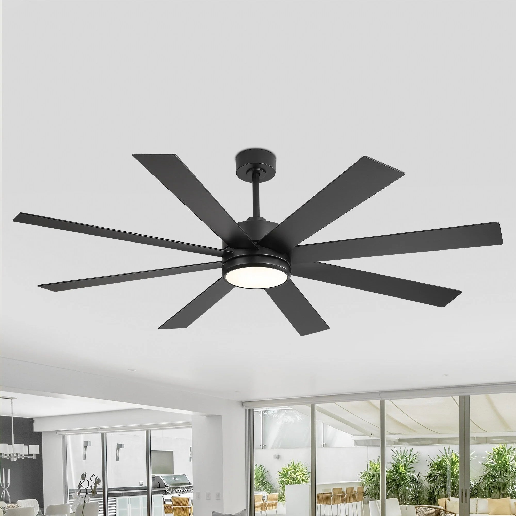 65 Inch 8-Blade Black LED Ceiling Fan with Light and Remote – Image 24
