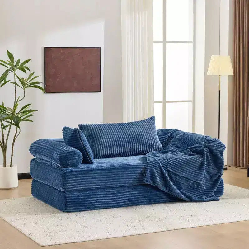 Dark Gray / Gray / Green / Sea Blue Corduroy Convertible Sleeper Sofa Bed, 2-Seater – Image 27