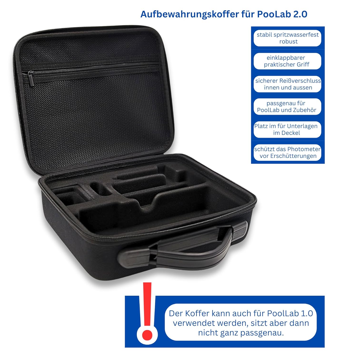 PoolLab 2.0 avec 70 pastilles de test et sac, édition spéciale pour MediMuc - 24 paramètres - App, logiciel - Mesure jusqu'à 3 paramètres dans un test + mallette de rangement vide – Image 4
