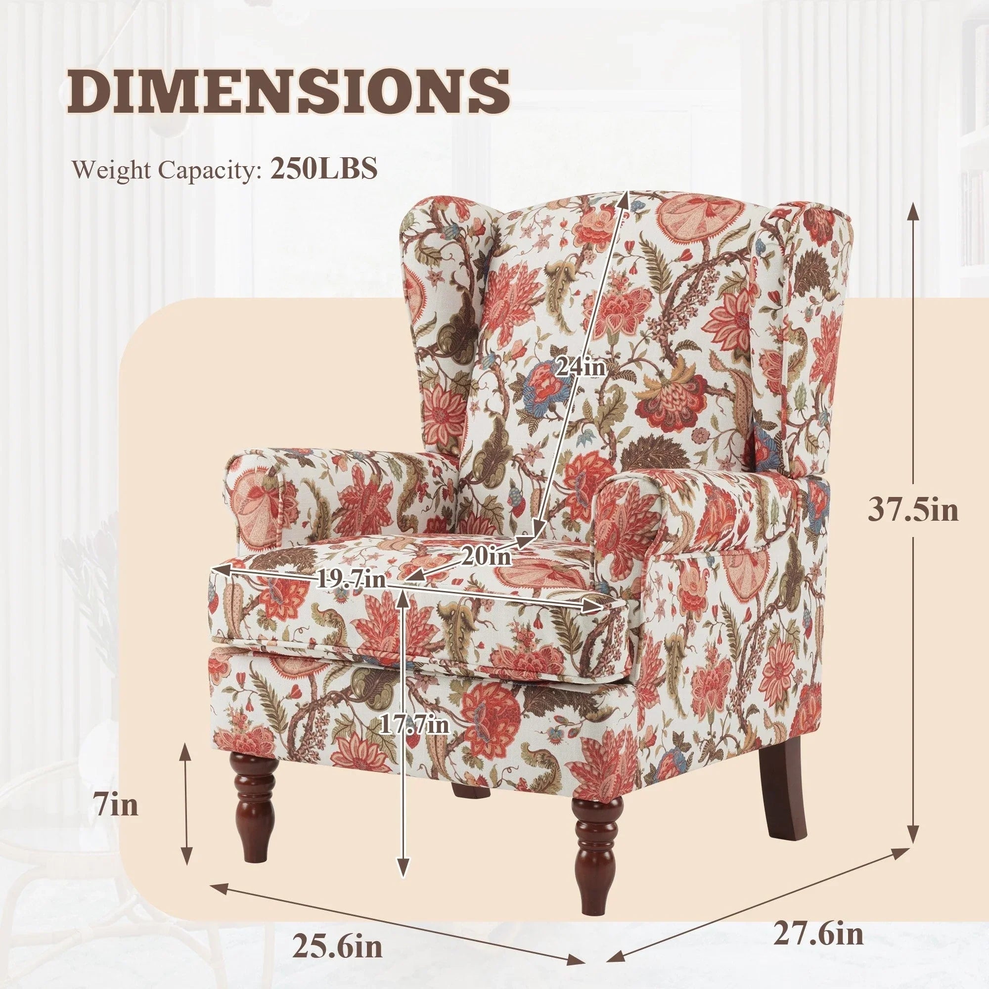 Erommy Modern Accent Chair, High Back Armchair, Upholstered Fabric Button Single Sofa with Wooden Legs for Living Room – Image 117