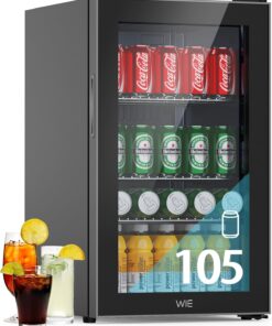 WIE Réfrigérateur à Boissons 70L Mini Réfrigérateur avec Double Porte Vitrée Petit Frigo Silencieux à Bière Intérieur Extérieu 105 Cans pour Maison/Cuisine/Bar/Bureau