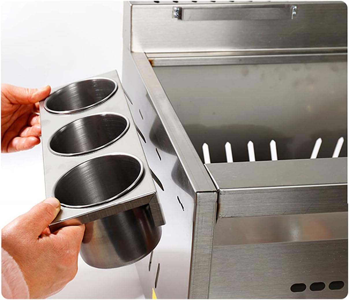 Friteuse épaisse à gaz en acier inoxydable, friteuse à panier à trois cylindres commerciale avec couvercle friteuse de grande capacité pour frire les aliments frites domestiques poulet frit 10L x 3 – Image 5