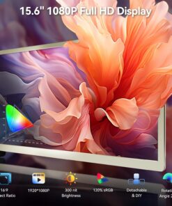 Alternative view of Domyfan Écran Portable 15.6 Triple Moniteur pour Ordinateur Portable 120 pour cent sRGB FHD 1080P Convient à Toutes Les Tailles Laptop attaché Type-C USB HDMI plug and play, Pour Mac, Windows, Chrome, Android