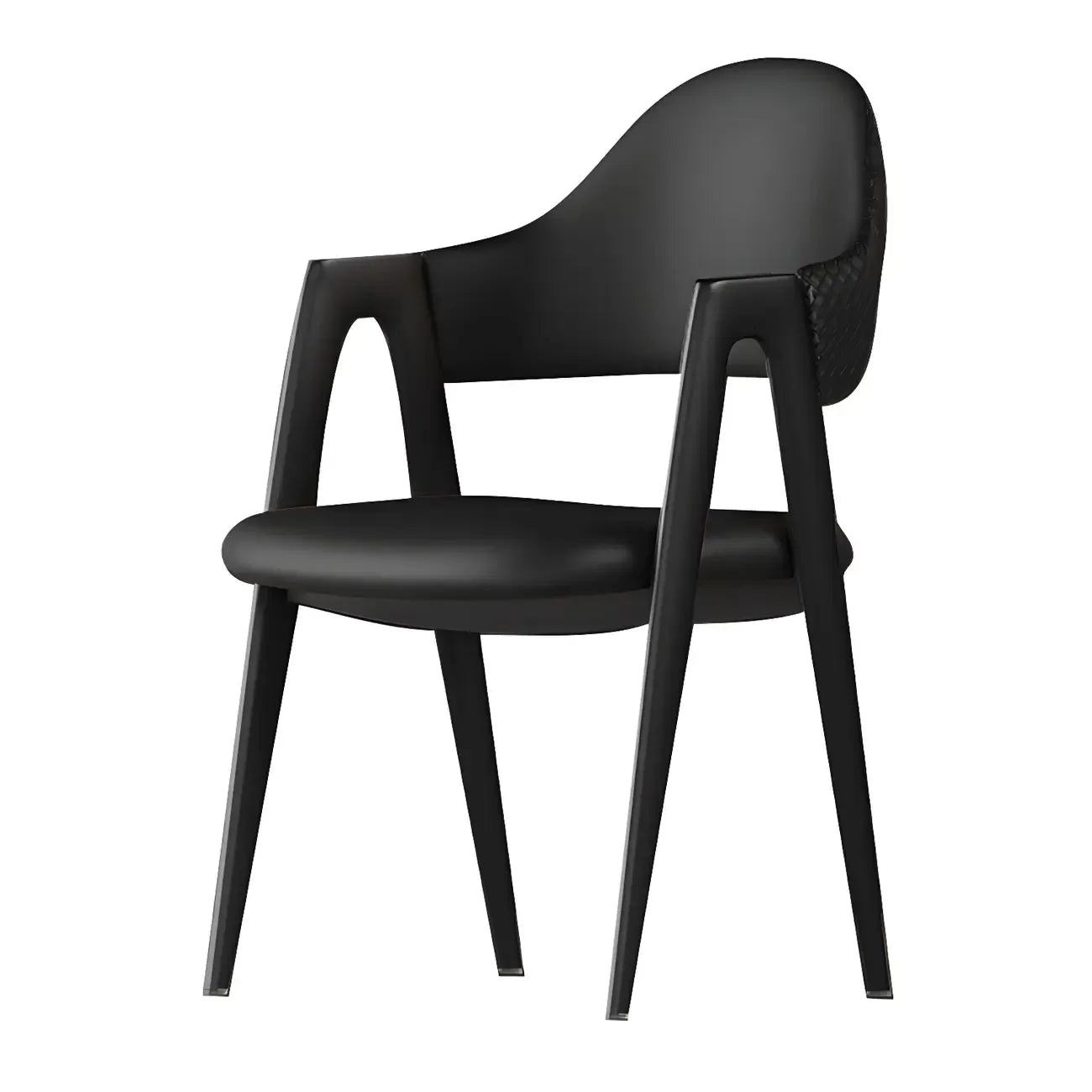 Modern Leather Curved Open Back Arm Dining Chair – Image 27