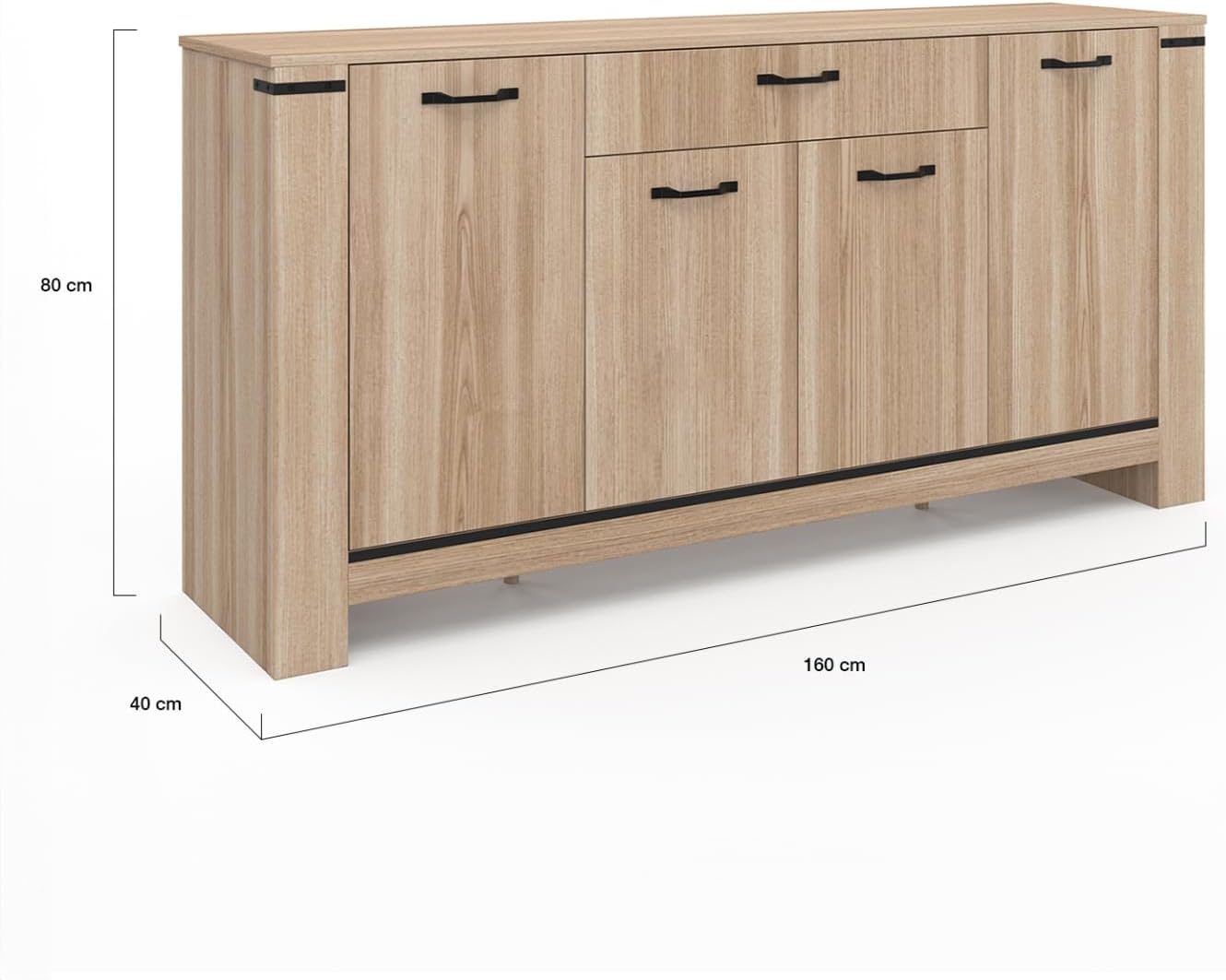IDMarket - Buffet 160 m Idaho 4 Portes avec tiroir Design Contemporain – Image 3