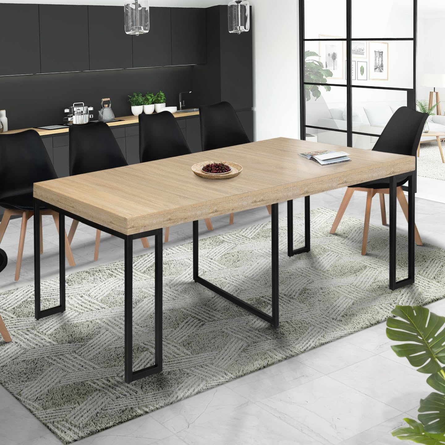 IDMarket - Table Console Extensible Toronto 10 Personnes 235 cm Design Industriel – Image 2