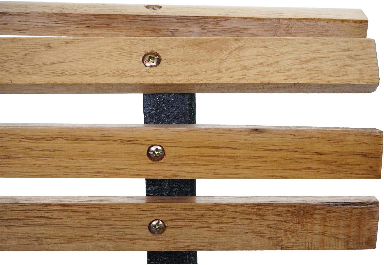Banc de Jardin HWC-F97, Banc du Parc, Banquette en Bois, Fonte, 3 Places, 122cm, 22kg - Marron Clair – Image 4