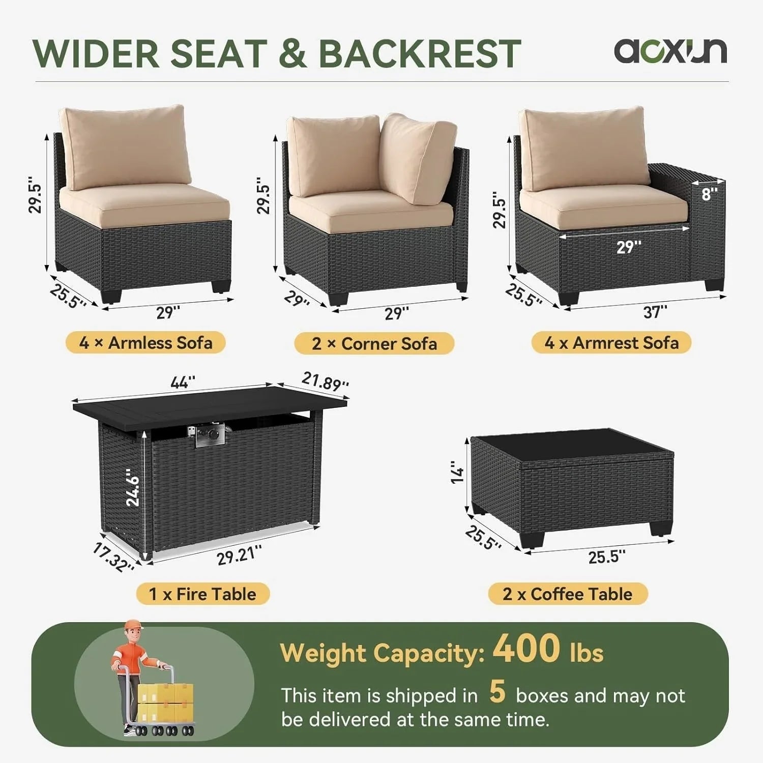 Outdoor Patio Furniture Sets with 4in Thicken Cushion – Image 7