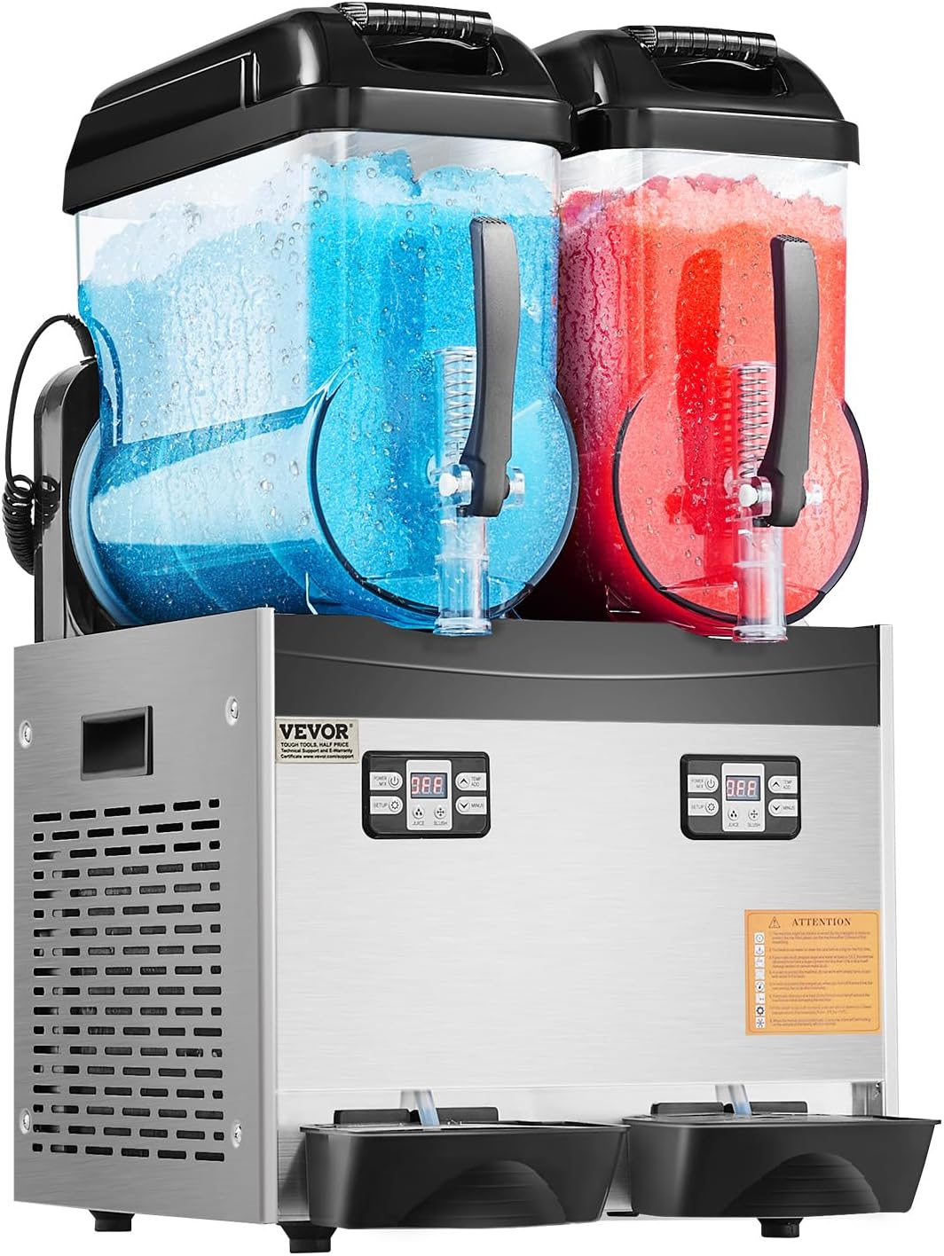 VEVOR Machine à Granité Commerciale 2x12 L Double Réservoir, Machine à Boissons Glacées en Inox de 96 Tasses, Distributeur de Boissons Frappées Granitas Margarita Smoothie, pour Restaurants Cafés Bars – Image 9