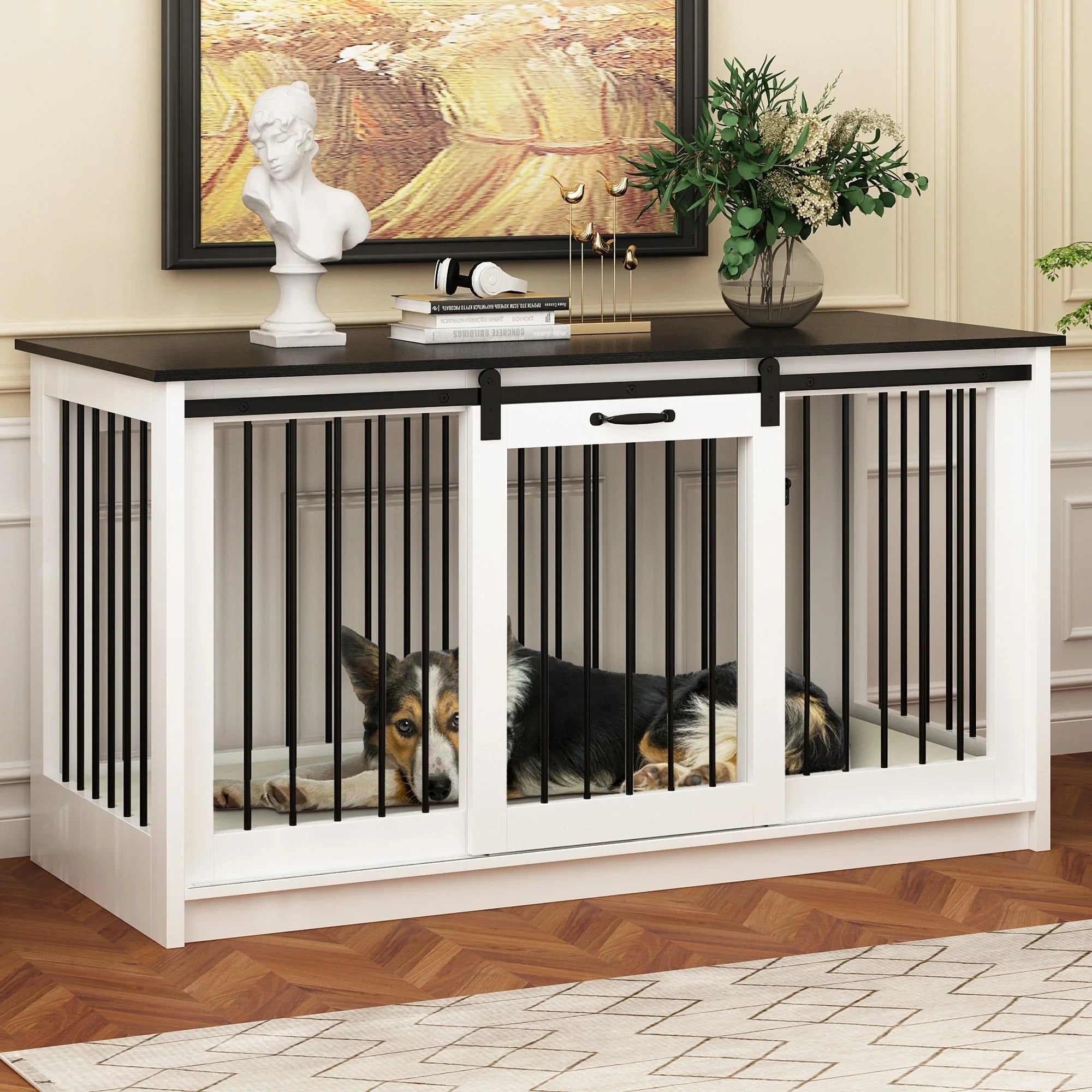 Pet Residence with Iron Tube Reinforcement Stylish & Sturdy Dog Crate – Image 26