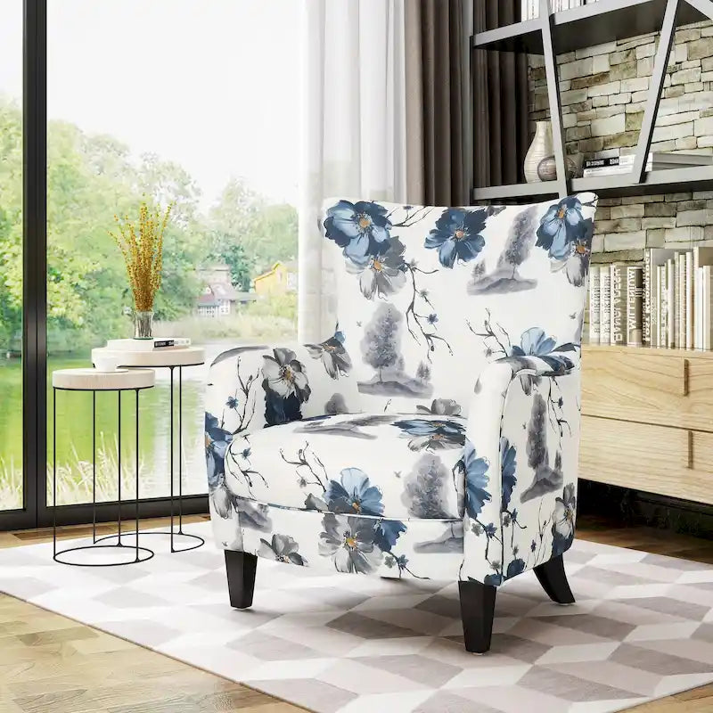 Modern Retro 30.25 High Back Upholstered Arm Chair with Wood Legs for Living Room – Image 31